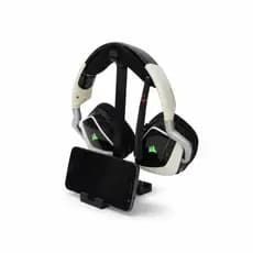 Suporte Gamer Headset e Celular 2 em 1 | Organizador Mesa Setup Gaming | Stand Fone Smartphone Preto
