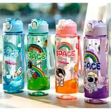 Garrafas De Água Portátil Infantil 750ml Com Canudo e Cordão Copos Desenho Unicórnio