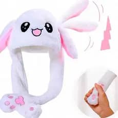 Touca Coelho Panda Com Orelhas Que Se Mexem e Iluminação LED – Acessório Divertido, Criativo e Super Quentinho