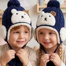 Touca de Lã Infantil Bichinho Com Pom Pom – Proteção Contra o Frio, Toque Macio e Design Fofo Com Tapa Orelha
