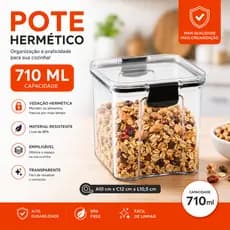 Pote 710ml Hermético Acrílico Tampa Trava Empilhável