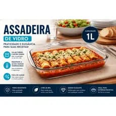 Assadeiras Travessa de vidro Borossilicato Retangular 1 Litro - COM E SEM TAMPA