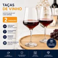 Jogo 02 Taças Vidro De Vinho Agua 350 Ml Cor Transparente