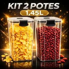 Kit 2 Potes Herméticos 1,45 Litros Tampa De Vedação Empilhável