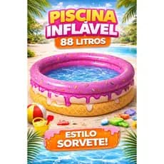 Piscina Inflável 88L Infantil 🍩 Diversão com Água ou Bolinhas
