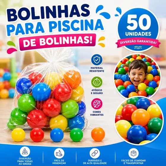 Bolinhas Coloridas Para Piscina 50 Unidades Infantil
