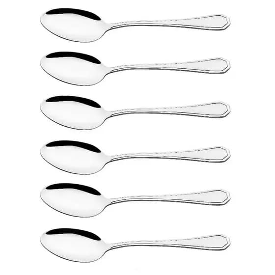 KIT 6 Colheres de Sopa Aço Inox Premium - Talheres de Mesa Jantar Refeição Restaurante Inoxidável