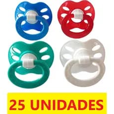 Chupeta Plus Bico Assimétrico Pacote Com 25 Unidades Para Menino 4 Cores
