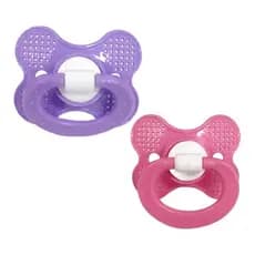 2 Chupetas Rendinha Bico anatomico 100% Silicone Baby Nany Rosa - Lilas