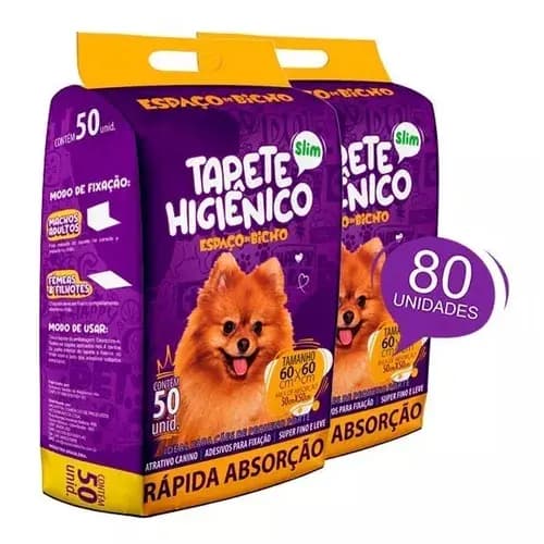 Tapete Higienico Espaço De Bicho Cães E Gatos 60x60 Com 80un