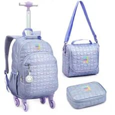 Kit Mochila Rodinha Love Colorida Com Chaveiro Emoji Escolar 360 °