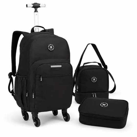 Kit Mochila Rodinha 360 Refletiva Masculina Escola Faculdade