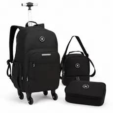 Kit Mochila Rodinha 360 Refletiva Masculina Escola Faculdade
