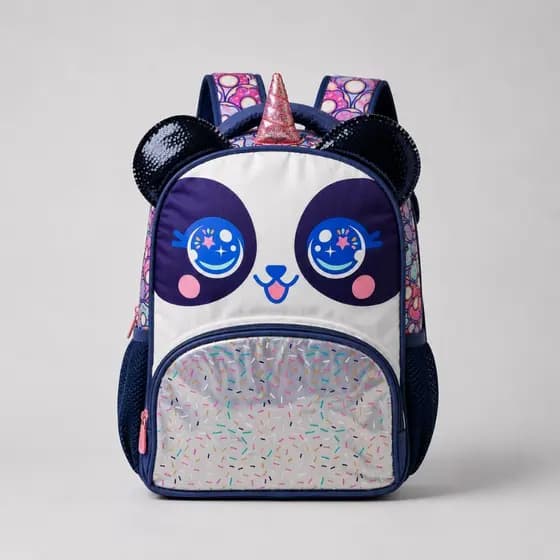 Mochila Costas Creche Gatinha Panda Pré Escola Infantil