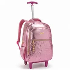 Mochila Rodinha Juvenil Estilosa Metalizada Escolar Passeio