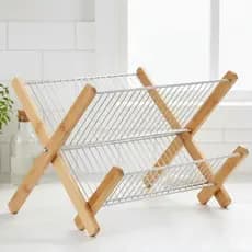 Escorredor de Pratos Inox e Bambu 2 Andares Mimo Style Ecokitchen Dobrável