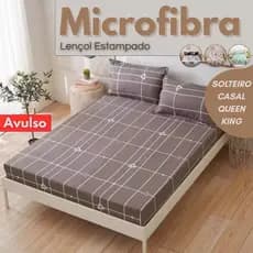 Lençol Estampado com Elástico Microfibra = AVULSO : Solteiro/ Casal/ Queen/ King Lençol