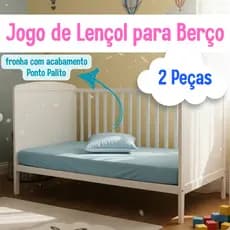 Lençol Berço 2 Peças Micropercal 400 Fios | Fronha Ponto Palito + Lençol Elástico | 130x70x12