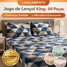 Jogo de Lençol King - 04 Peças - Estampas Sortidas - Microfibra Estampado