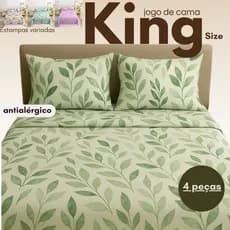 Jogo de Lençol Premium King Size Antialergico 4 Peças - Lançamento - Estampas Sortidas