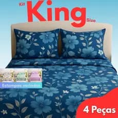 Jogo de Lençol Premium King Size Estampado Antialergico 4 Peças - Estampas Sortidas
