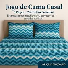 Jogo de Lençol Casal Padrão 3 Peças 1,38m x 1,88m x 25cm de altura Microfibra - Estampa Sortida