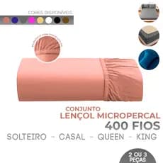 Lençol Micropercal Liso 400 Fios AVULSO - Solteiro / Casal / Queen / King