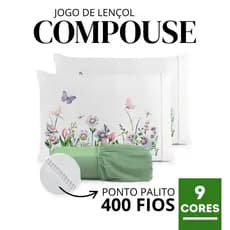 Jogo de Lençol Micropercal 400 Fios – Solteiro / Casal / Queen / King – Fronhas Estampada Borboleta com Ponto Palito
