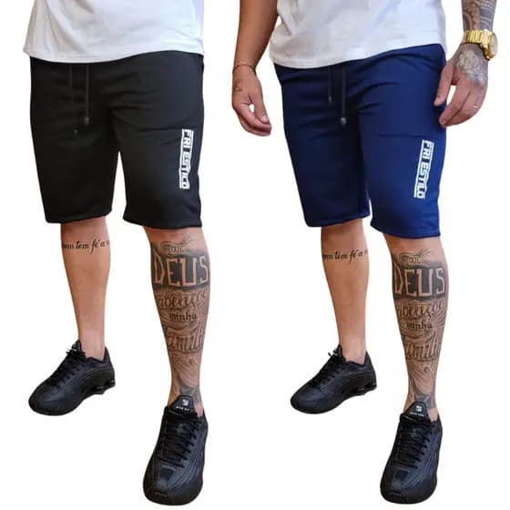 Kit 2 Bermudas Masculina Moletom Moletinho Treino Academia Esporte