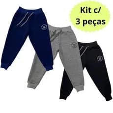 Kit 3 Calças Moletom Moletinho Infantil Menino Inverno