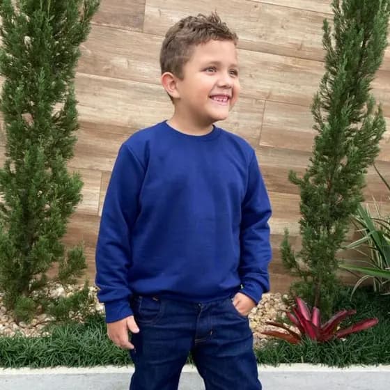 Blusa de Frio Infantil Moletom Moletinho Gola Redonda Unissex