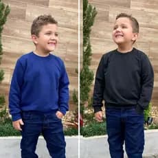Kit 2 Blusas de Frio Infantil Moletom Moletinho Gola Redonda Unissex