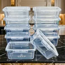 Kit Marmitas Fitness 800ml com Travas Laterais - Plástico Reutilizável Alimentos Organizadoras