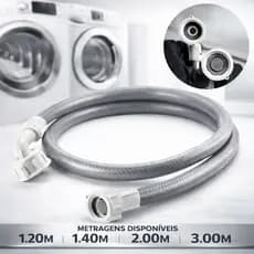 Mangueira de Entrada Máquina Lavar 1,20m 2m 3m e 5 metros Agua Lavadora Cinza Universal Compativel