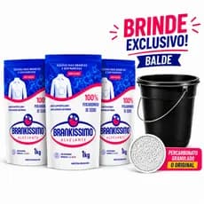 3Kg Percarbonato de Sódio 100% Puro Limpeza Em Geral Tira Manchas Roupas Brancas e Coloridas *Balde de Brinde*