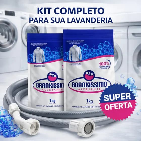 Kit Percarbonato de Sódio 100% Puro e Mangueira Entrada e Saída Lavadora Roupa