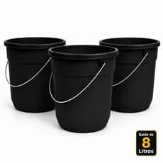 Kit 3 Baldes De Plástico com Alça 8 litros Com 3 Unidades Lavanderia