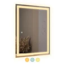 Espelho 3 Cores LED Retangular 80x60 Touch - Fino Inox