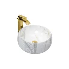 Cuba Pia Cerâmica Apoio Banheiro Lavabo Redonda 39x39cm Luxo