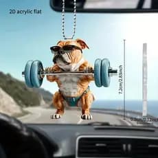 1 Peça , 2D Plano , Pingente De Cachorro De Fitness Acrílico , Ornamento De Espelho Retrovisor De Carro , Chaveiro Mochi