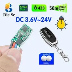 Mini interruptor de controle remoto sem fio RF 433MHz,DC 5V 7V 9V 12V 24V para luz,ventilador,LED,fechaduras eletrônicas