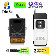 Interruptor de controle remoto sem fio RF 433MHz CA 110V 220V 30A Relé para luz, lâmpada,LED,bomba de água,motor