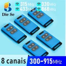 Controle remoto de 8 canais, RF 315 330 390 433 868 MHz, compatível com porta de enrolar, porta de garagem elétrica