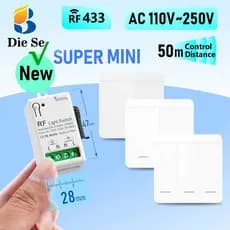 Novo interruptor de controle remoto sem fio RF 433MHz,mini relé CA 110V 220V 240V para luz,ventiladores, lâmpada