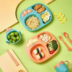 Conjunto de tigela para prato de jantar infantil, jardim de infância, desenho animado, bebê, criativo, compartimento de