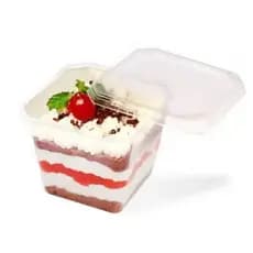20 Potes Quadrados 250ml Prafesta - Bolo de Pote e Mousse - Freezer e Micro-ondas