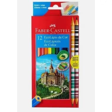 LAPIS DE COR FABER CASTELL 12 CORES 2 LAPIS BICOLOR