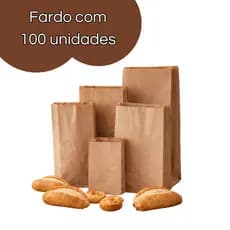 100 Uni Saco Para Pães De Papel Kraft Mix LISO P/ 250g, 500g, 1kg, 2kg, 3kg, 4kg , 5kg, 7,5 kg.
