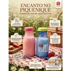Garrafa de Plástico Milk 390ml Com Tampa Rosca Rosa ou Azul UNIDADE