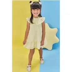 Vestido Infantil Menina em Vichy Devorê Amarelo Kukiê